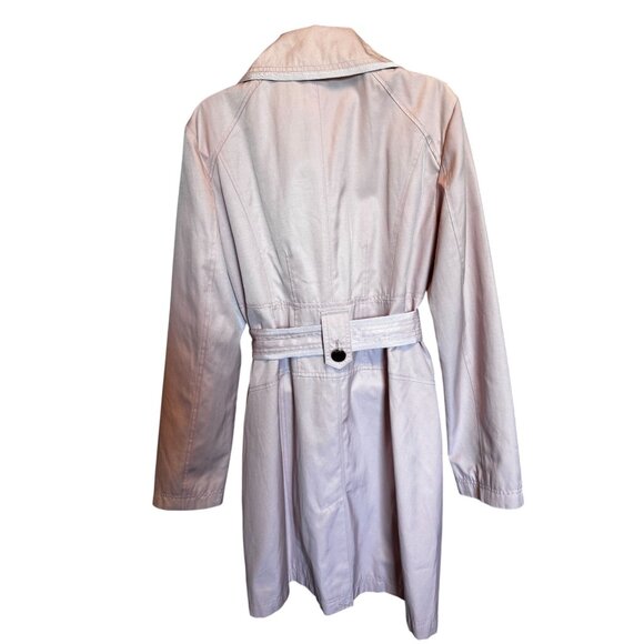 Guess Womens Double-Breasted Belted Trench Coat L/G Light Pink Cotton Polyester - Picture 2 of 13